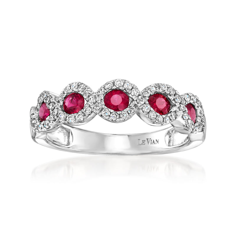 Le Vian ruby and diamond ring in 14kt gold, with five round red stones