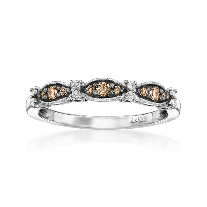 Platinum Le Vian diamond ring with chocolate and vanilla oval stones