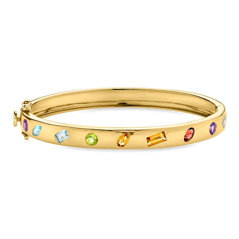 1.70 ct. t.w. Multi-Gemstone Bangle Bracelet in 18kt Gold Over Sterling