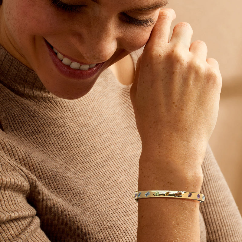 1.70 ct. t.w. Multi-Gemstone Bangle Bracelet in 18kt Gold Over Sterling