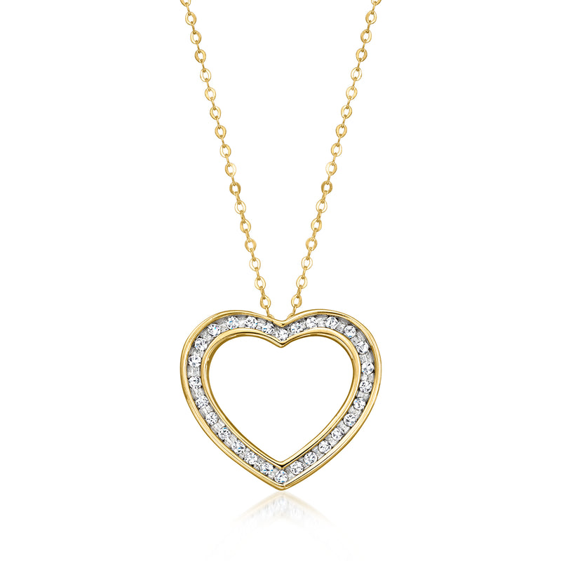 Vintage diamond heart pendant necklace in 10kt yellow gold