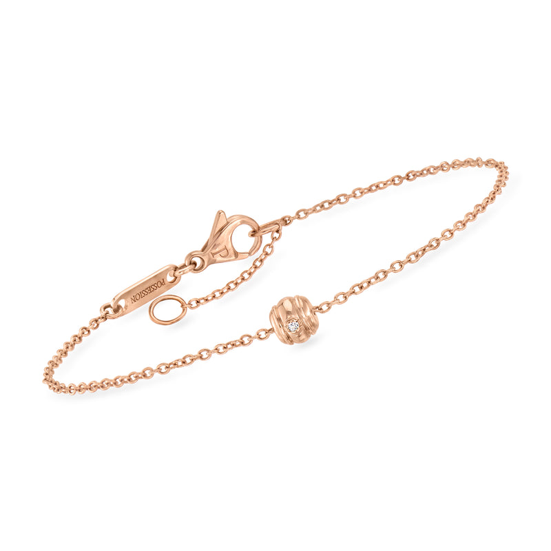 Piaget rose gold bracelet with single diamond charm and lobster clasp