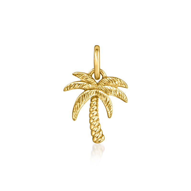 14kt yellow gold palm tree charm with top loop bail