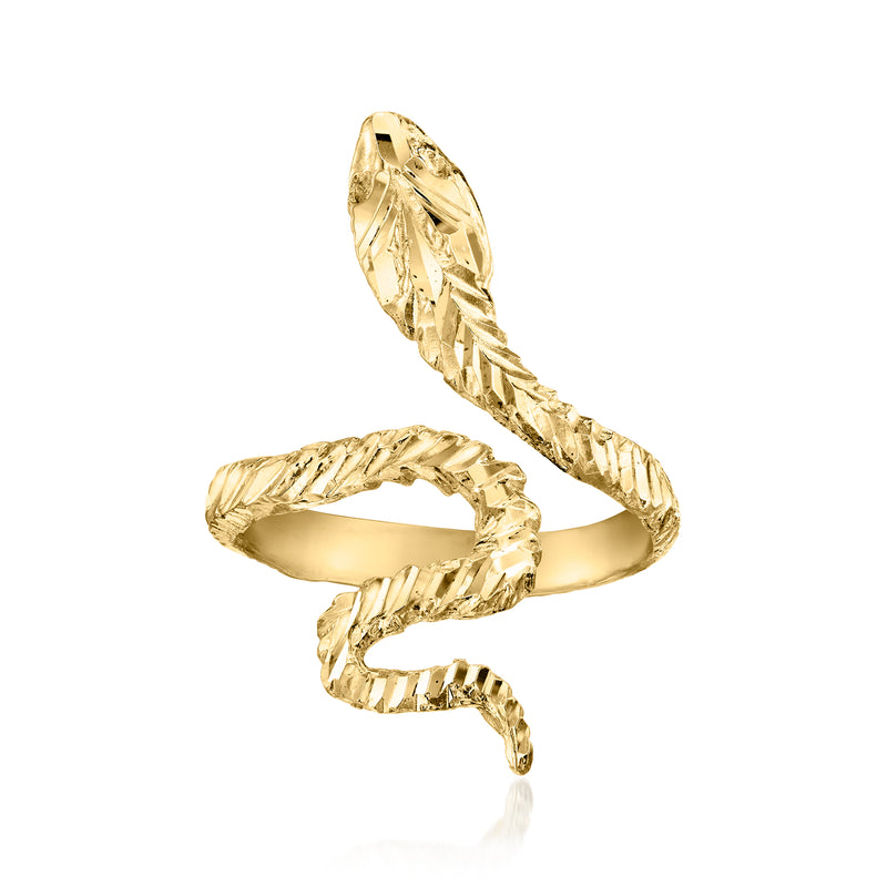 Vintage 14kt yellow gold snake ring with textured coiled design