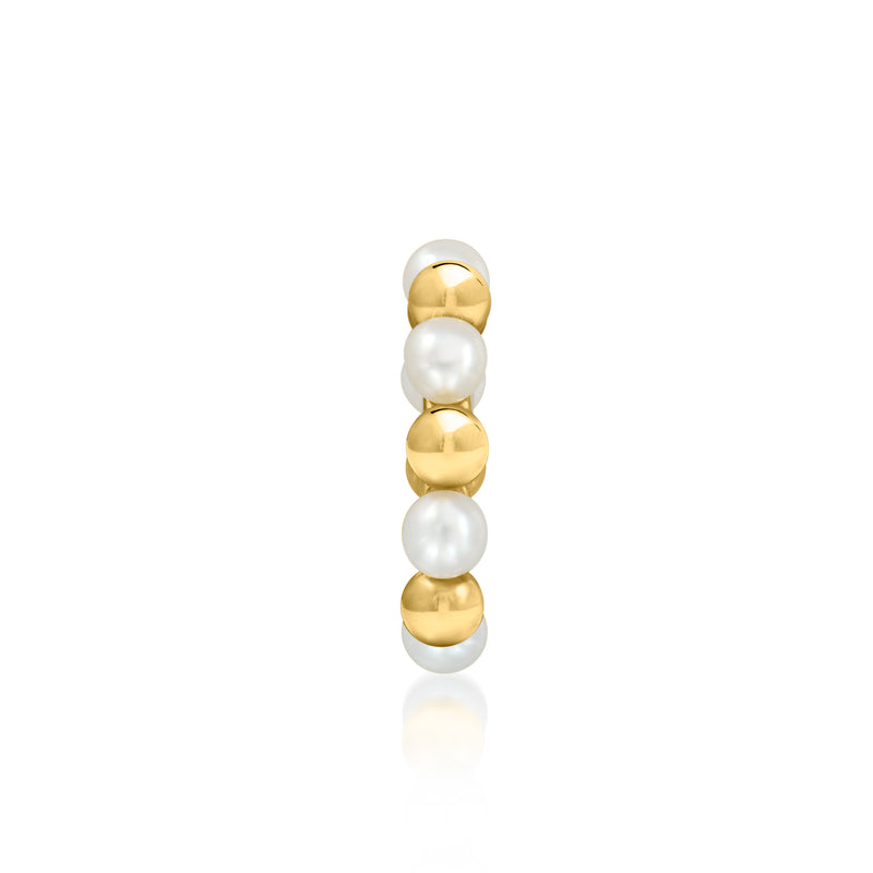Cultured pearl bead charm with gold over sterling bezel and stacked white pearls