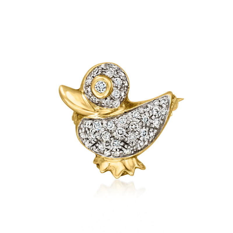 Vintage diamond duck pin in 18kt yellow gold