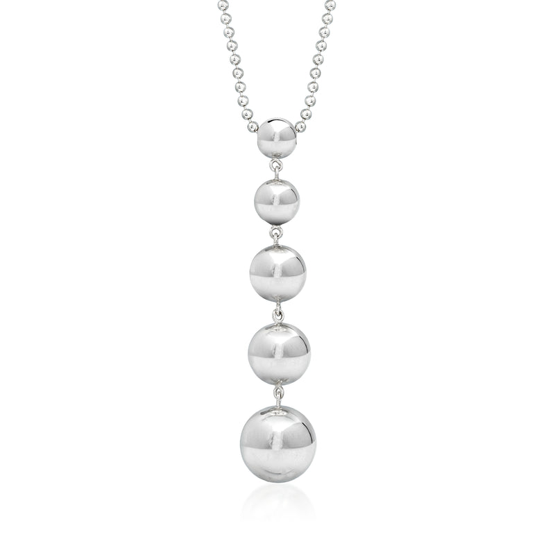 Vintage Tiffany sterling silver bead drop necklace with bead chain and stacked sphere drops