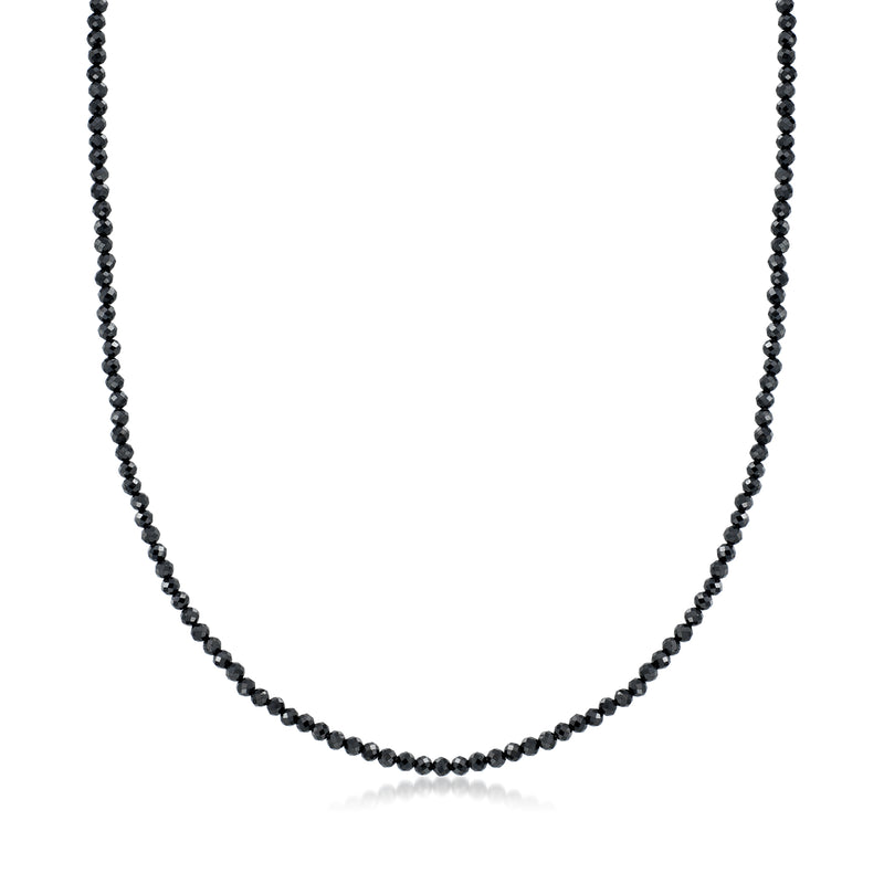 Black spinel bead necklace with gold over sterling clasp