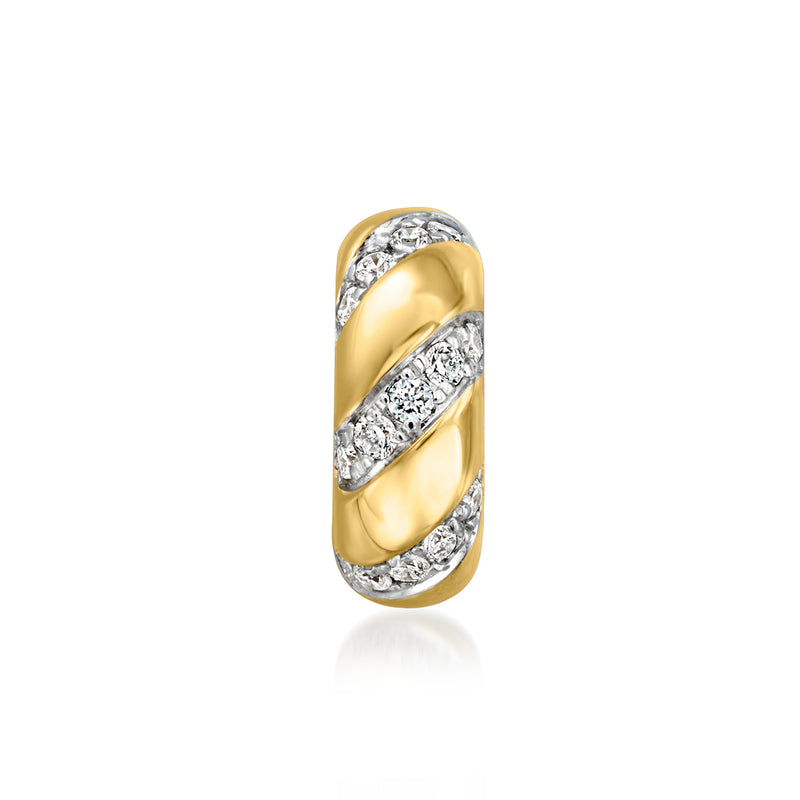 Lab-grown diamond striped bead charm in 18kt gold over sterling