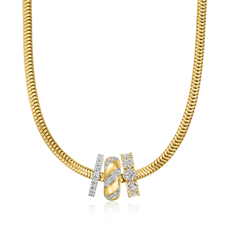 Lab-grown diamond striped bead charm pendant in 18kt gold over sterling
