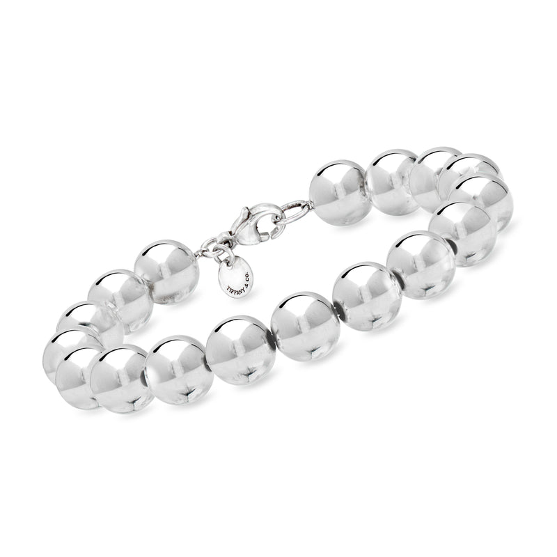Tiffany vintage sterling silver bead bracelet with round polished beads