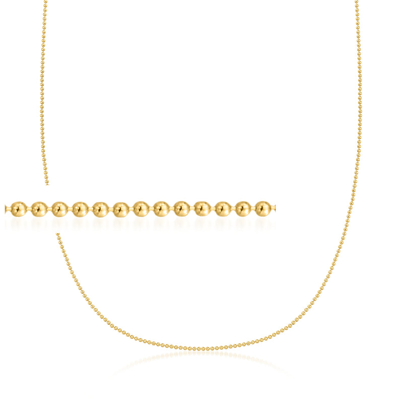 Gold bead-chain necklace with small round links.