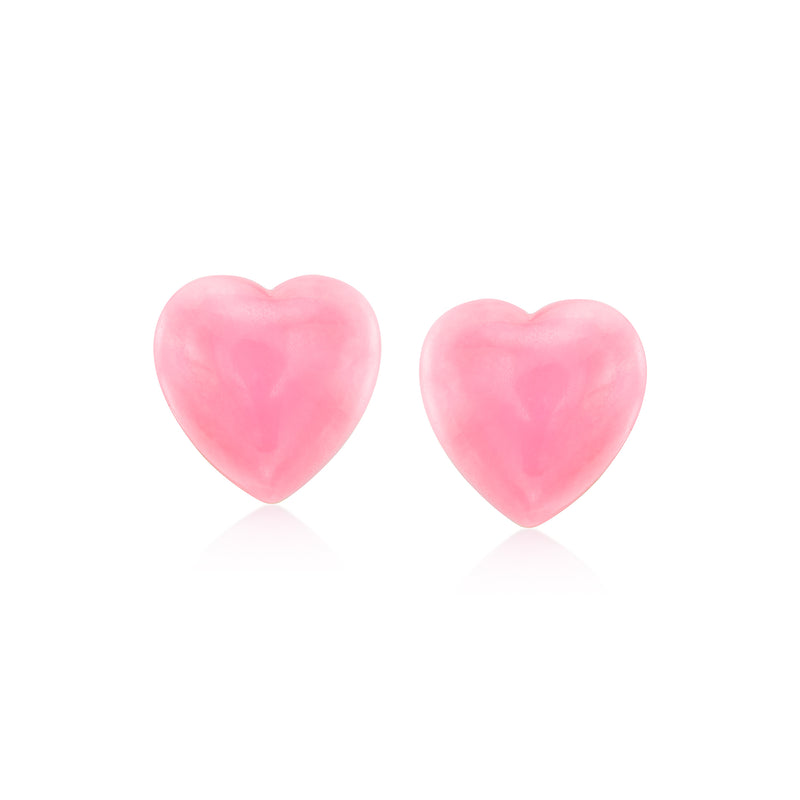 Pink heart stud earrings