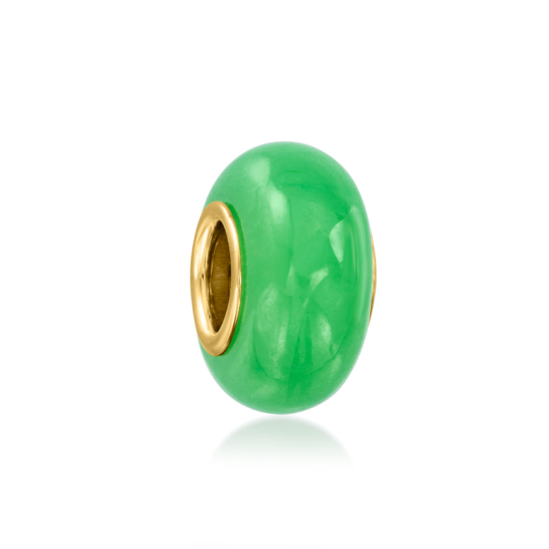 Jade green bead charm with gold-tone loop opening