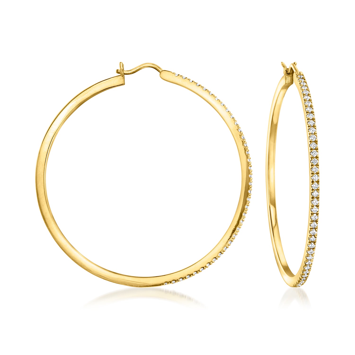 1.00 ct. t.w. Lab Grown Diamond Hoop Earrings in 18kt Gold Over Sterling