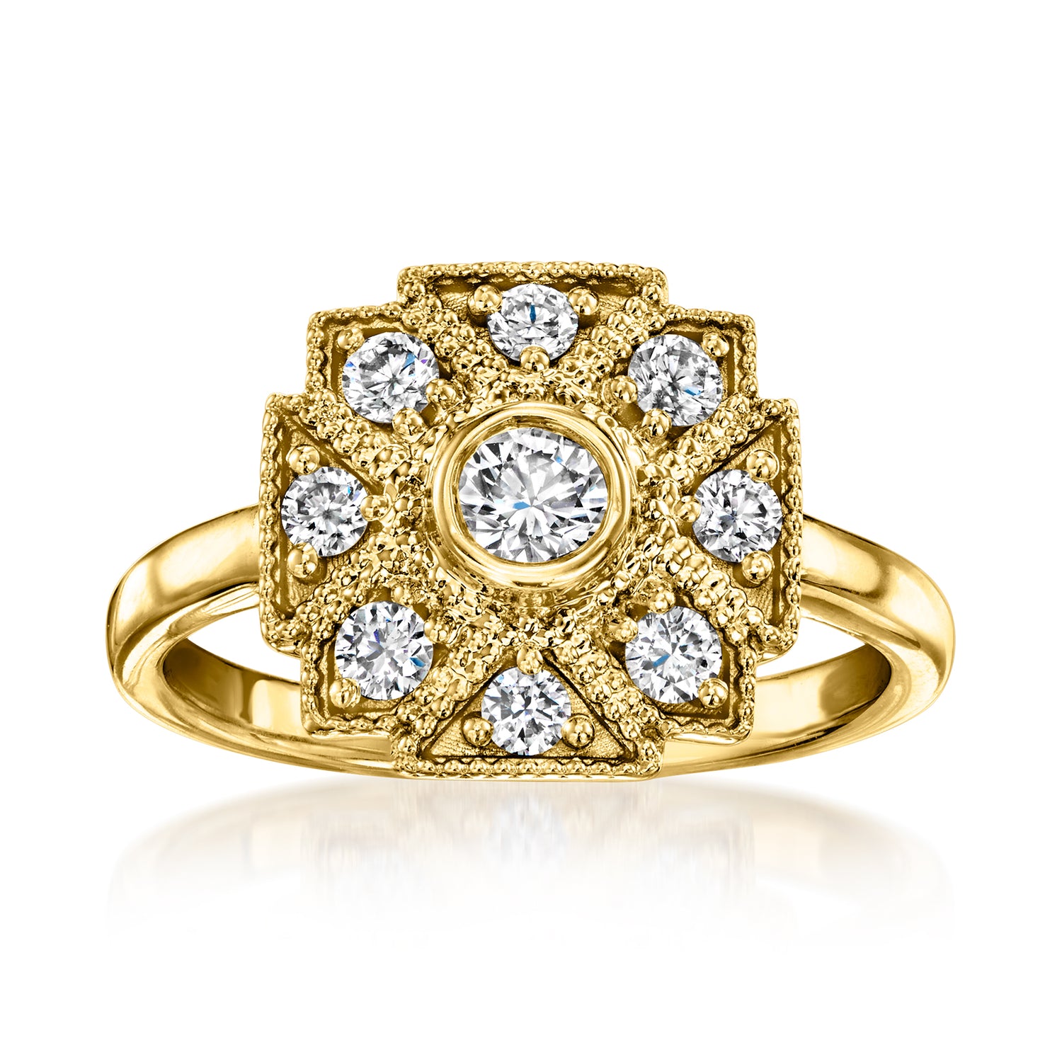 .50 ct. t.w. Lab Grown Diamond Art Deco-Style Ring in 18kt Gold Over Sterling