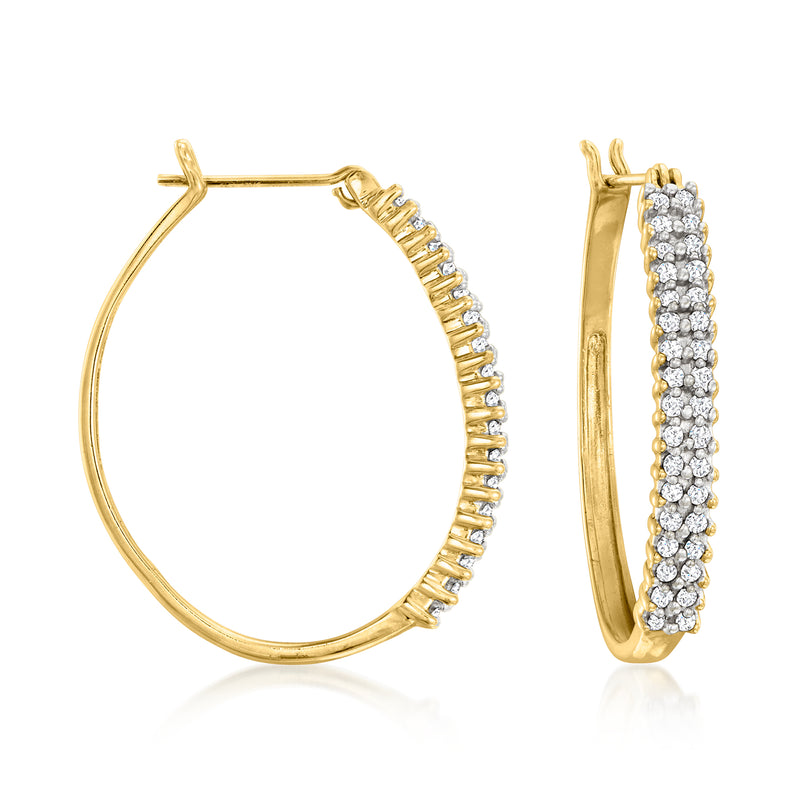 Diamond hoop earrings in 10kt yellow gold with pavé-set stones