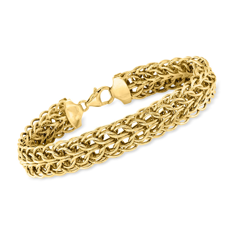 Vintage 14kt yellow gold fancy-link bracelet with secure clasp