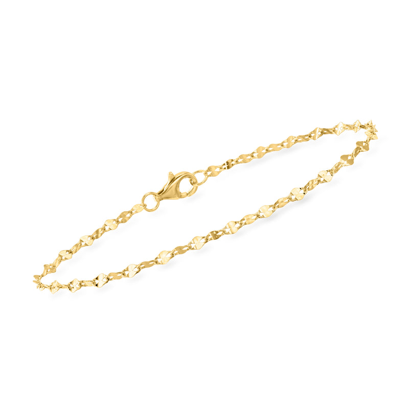 Gold-tone paperclip link bracelet with open ring clasp and chain ends