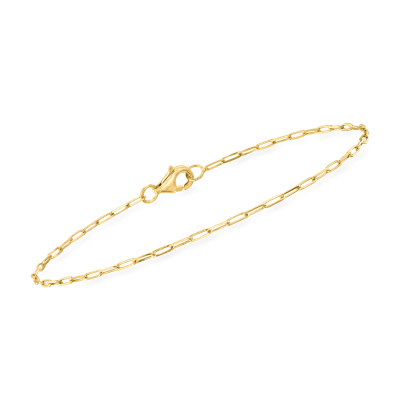 Gold-tone elongated link bracelet with ring clasp and slim chain