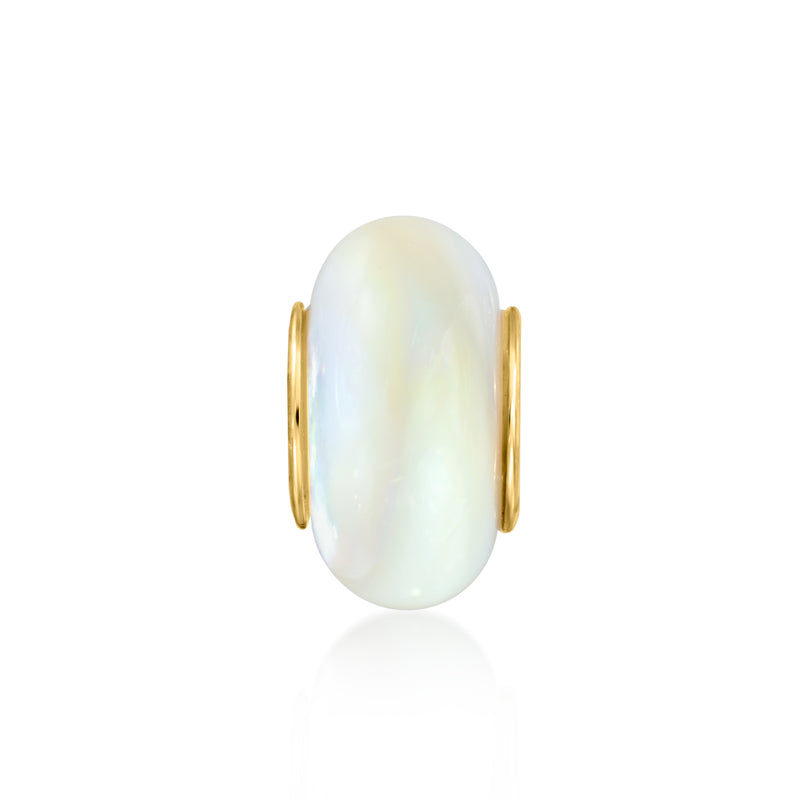 Mother-of-pearl bead charm with 18kt gold over sterling gold end rings