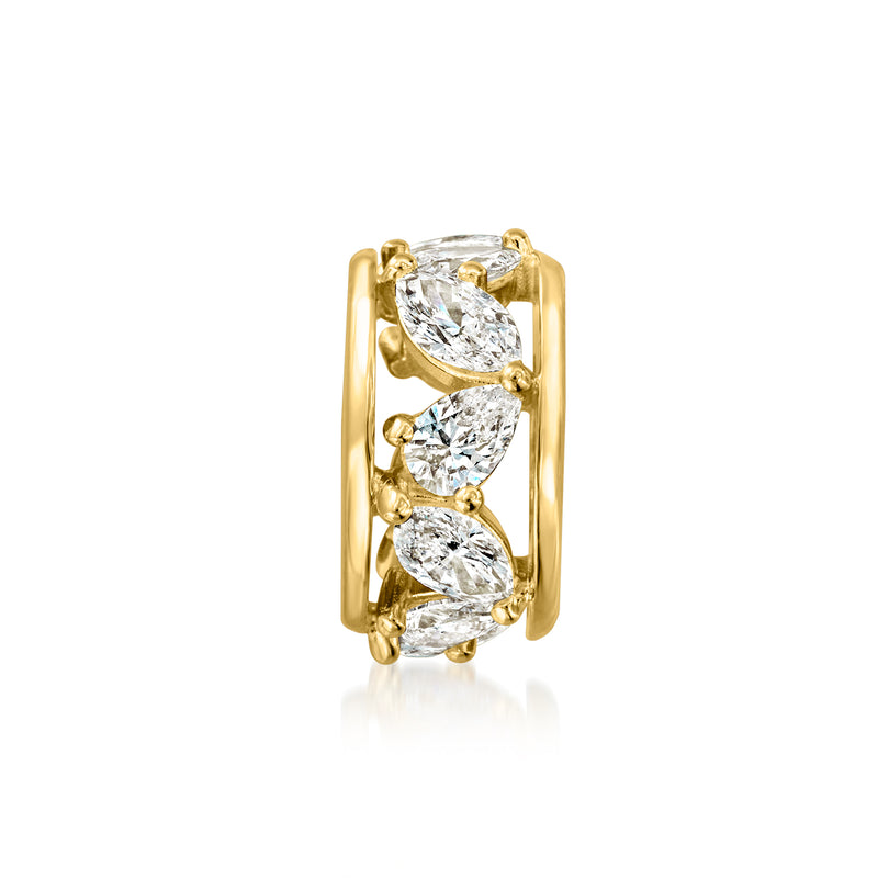 18kt gold-over-sterling lab-grown diamond bead charm with three marquise stones
