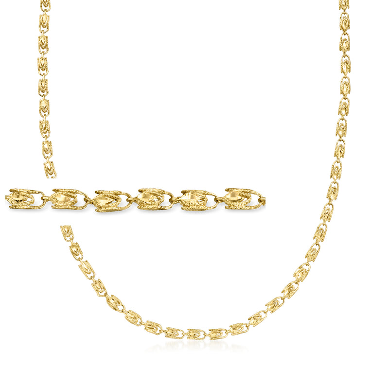 Vintage 14kt yellow gold fancy-link necklace with repeating oval chain links