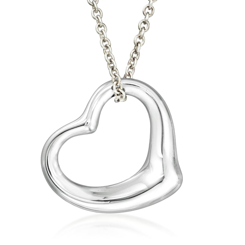Tiffany Elsa Peretti sterling silver heart pendant necklace with chain