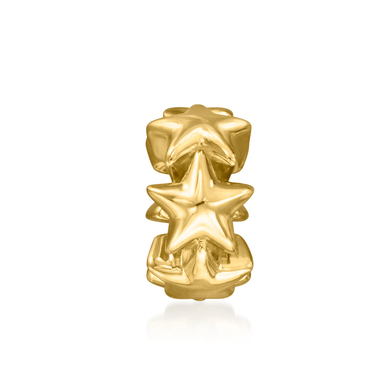 Gold over sterling star bead charm with textured star cluster design