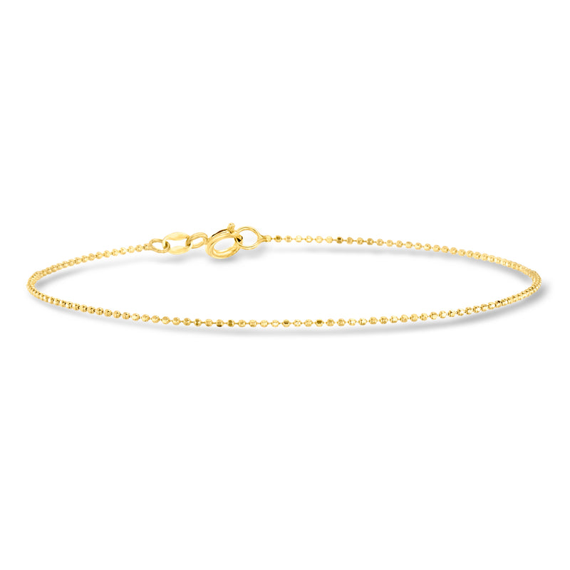 14kt yellow gold diamond-cut bead bracelet with lobster clasp, slim chain