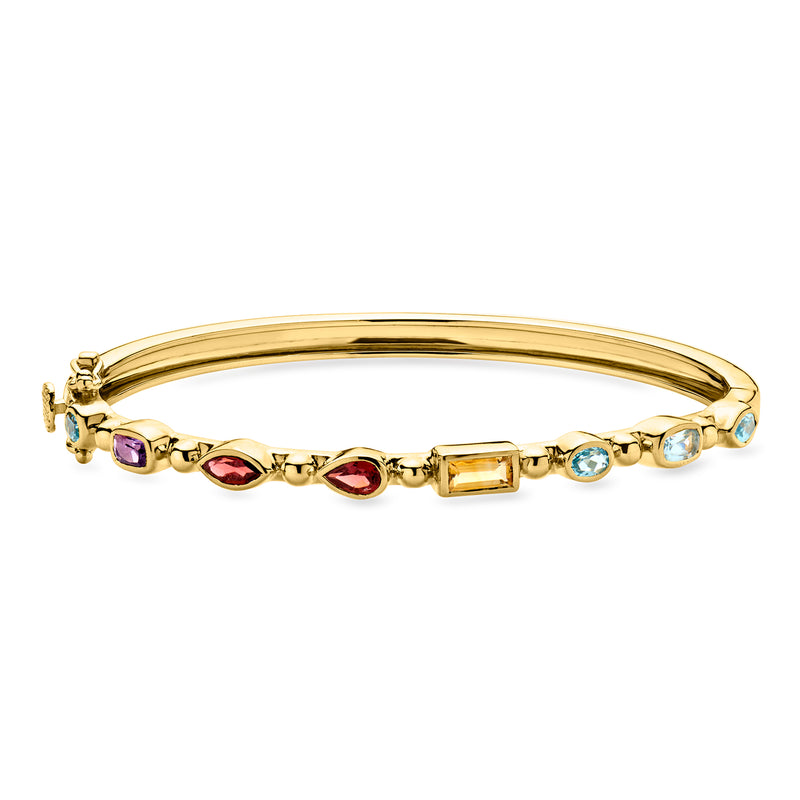 2.00 ct. t.w. Multi-Gemstone Bangle Bracelet in 18kt Gold Over Sterling