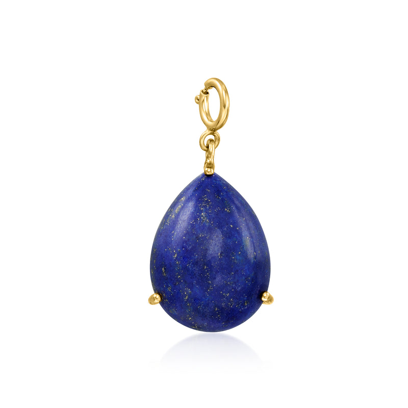 Pear-shaped lapis charm in gold over sterling with blue teardrop stone