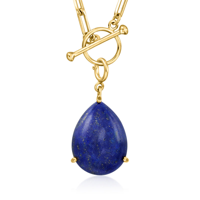 Gold over sterling lapis charm with blue teardrop stone and hanging ring