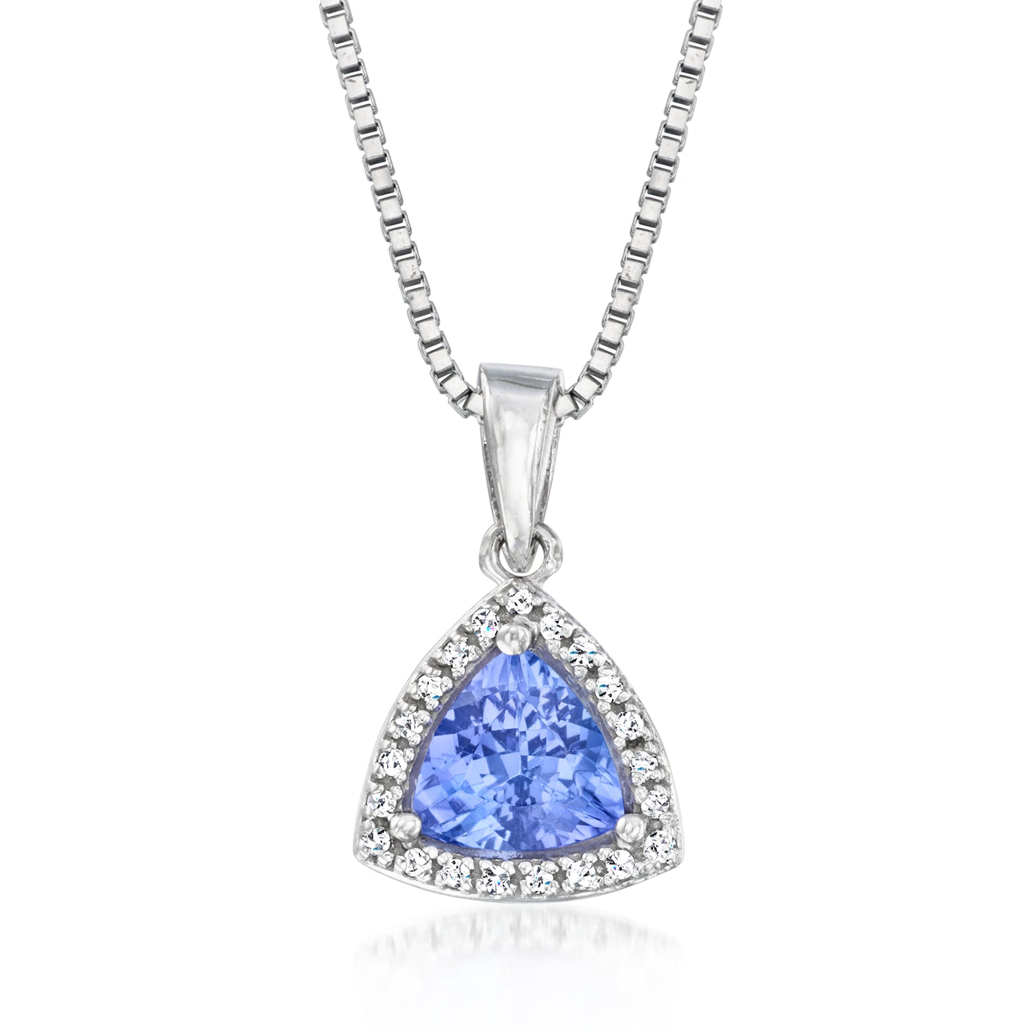 C. 1990 Vintage Effy .60 Carat Tanzanite Pendant Necklace with .10 ct. t.w. Diamonds in 14kt White Gold
