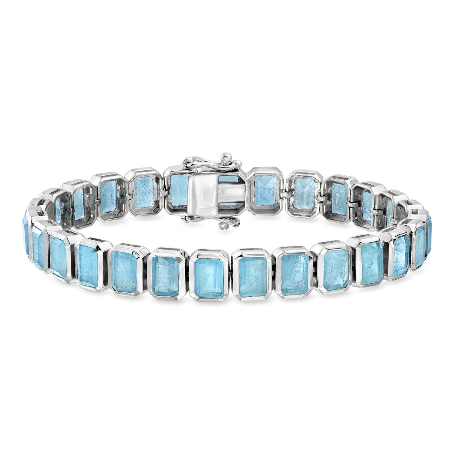 25.00 ct. t.w. Bezel-Set Aquamarine Bracelet in Sterling Silver