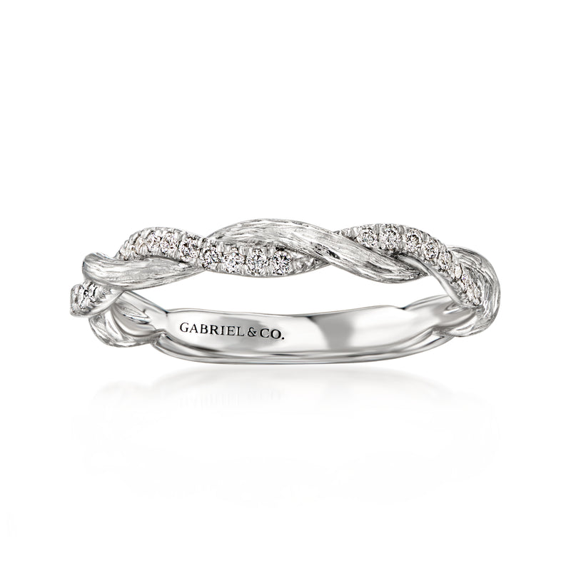 Gabriel & Co. twisted diamond ring in white gold