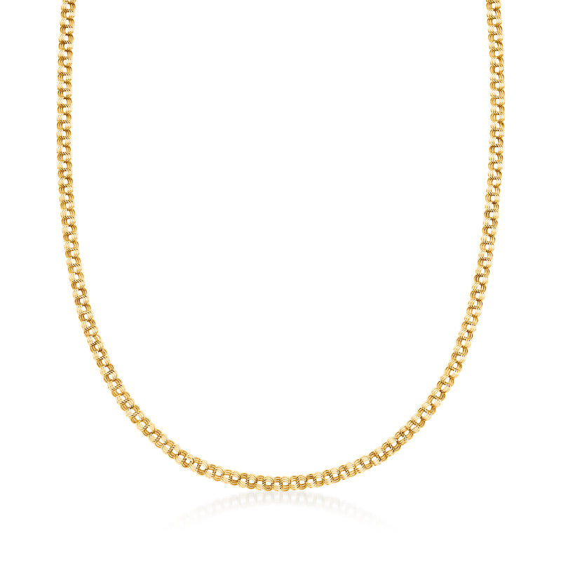 Two-tone gold cable-link necklace with round chain links