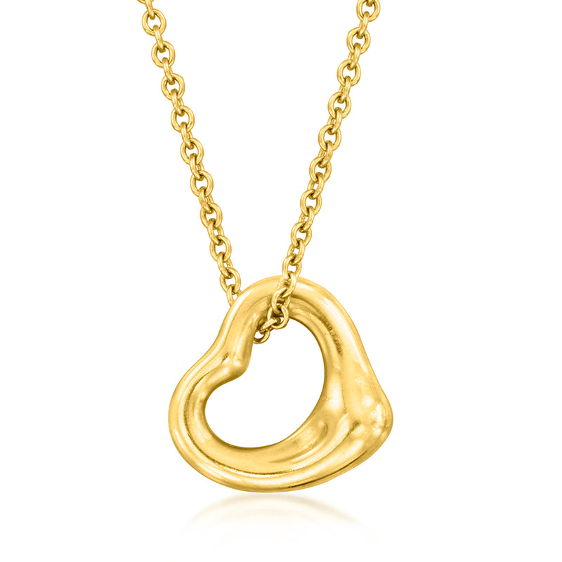 Yellow gold heart pendant necklace with curb-link chain