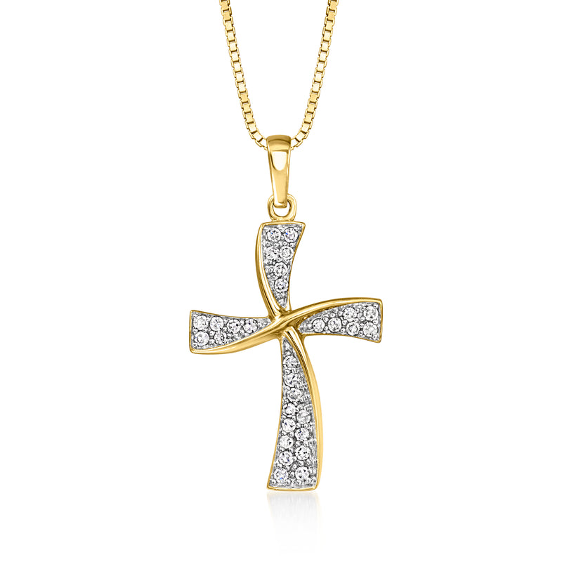 .25 ct. t.w. diamond twisted cross pendant necklace in 18kt gold over sterling