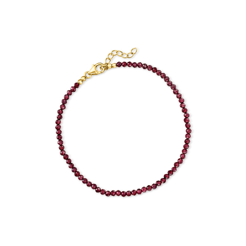 Garnet bead anklet with gold-tone clasp and round red beads