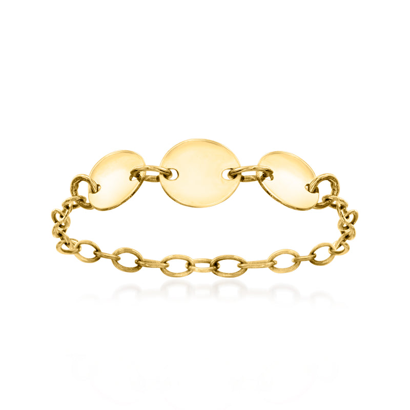 14kt yellow gold disc cable-chain ring with round polished link discs
