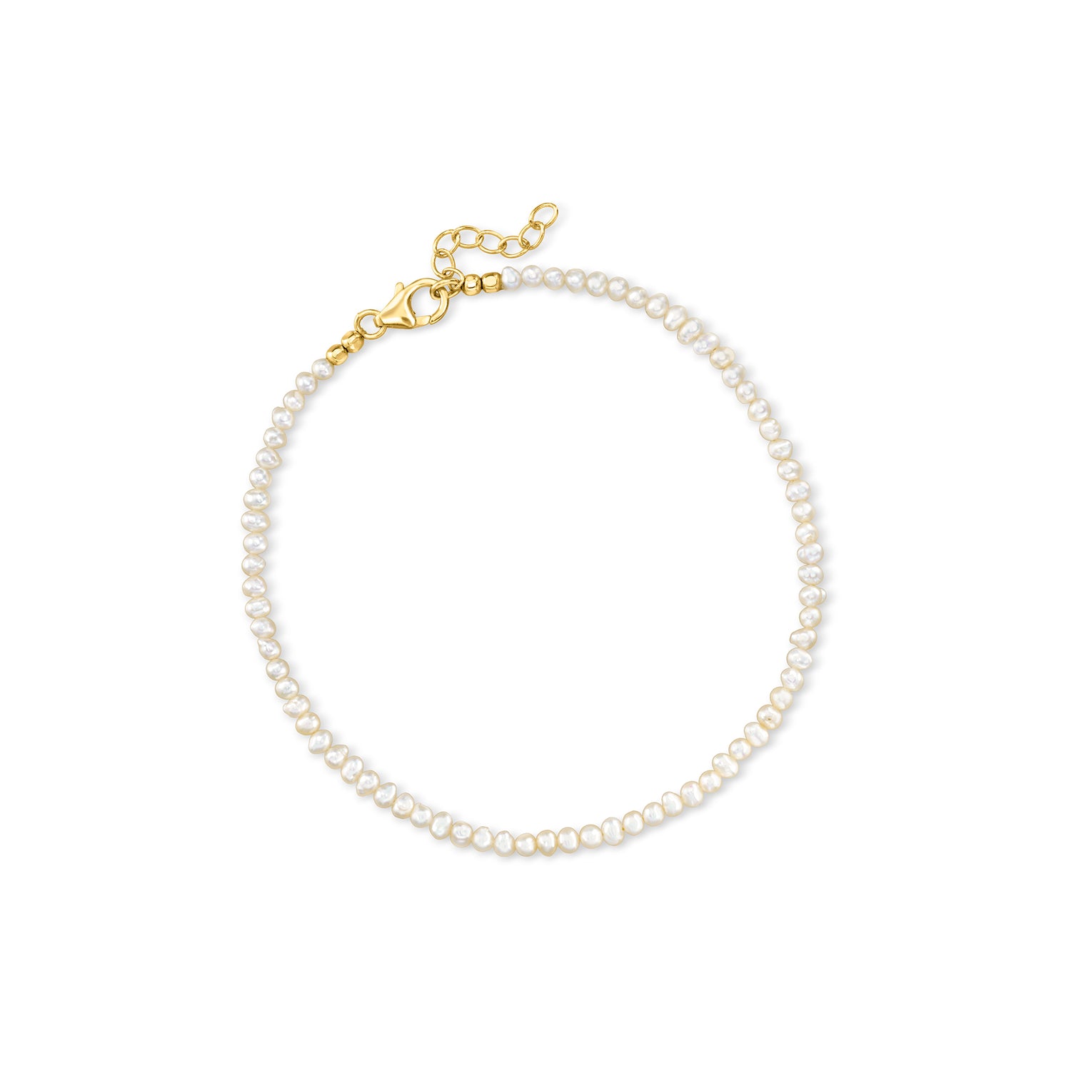3-4mm Cultured Pearl Anklet in 18kt Gold Over Sterling