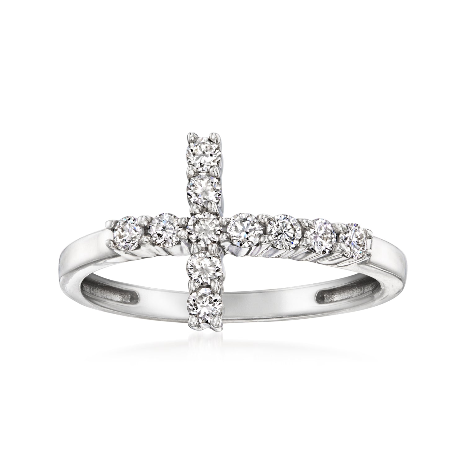 .33 ct. t.w. Lab Grown Diamond Sideways Cross Ring in Sterling Silver