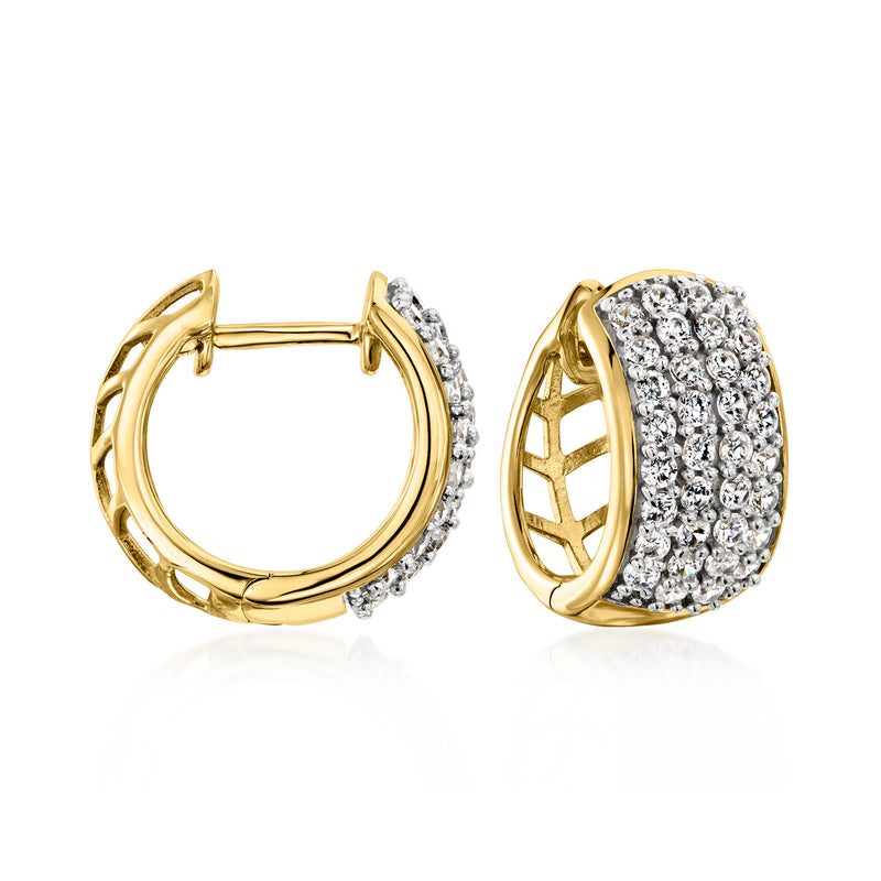 Hoop earrings in gold over sterling with pavé lab-grown diamonds