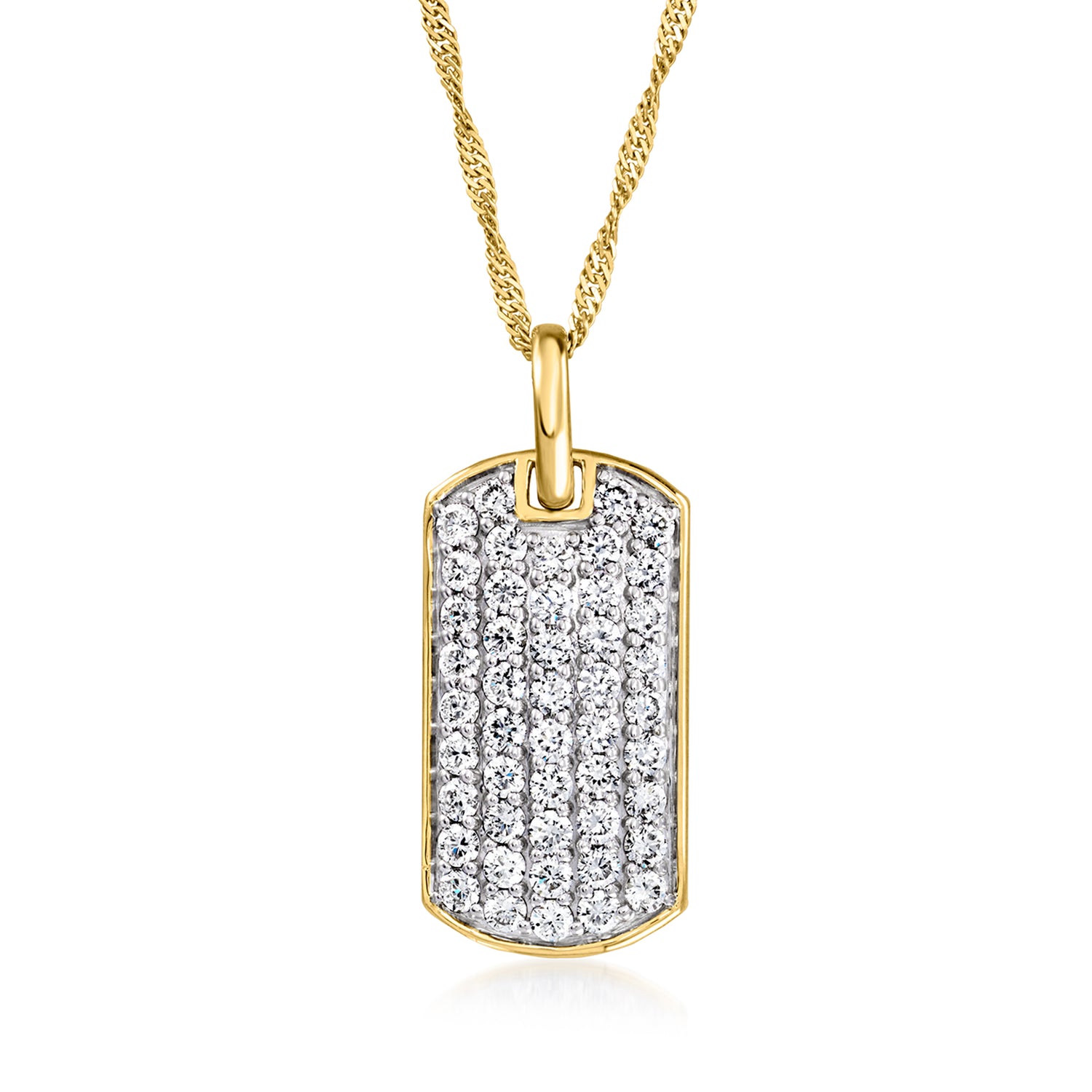 1.75 ct. t.w. Pave Lab Grown Diamond Dog Tag Pendant Necklace in 18kt Gold Over Sterling