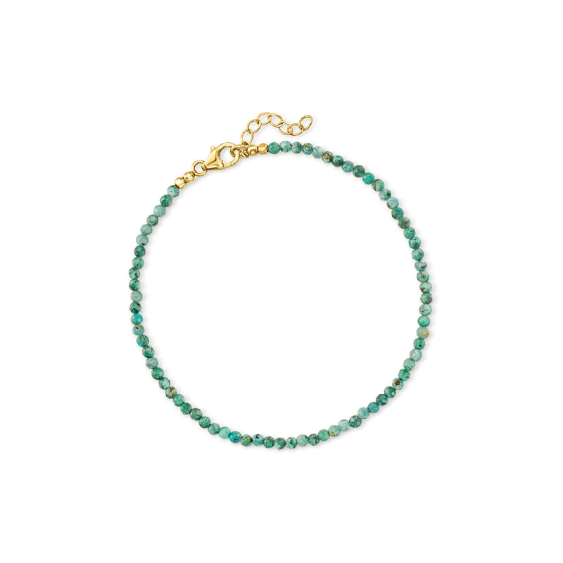 Turquoise bead anklet with 18kt gold over sterling clasp and spring ring