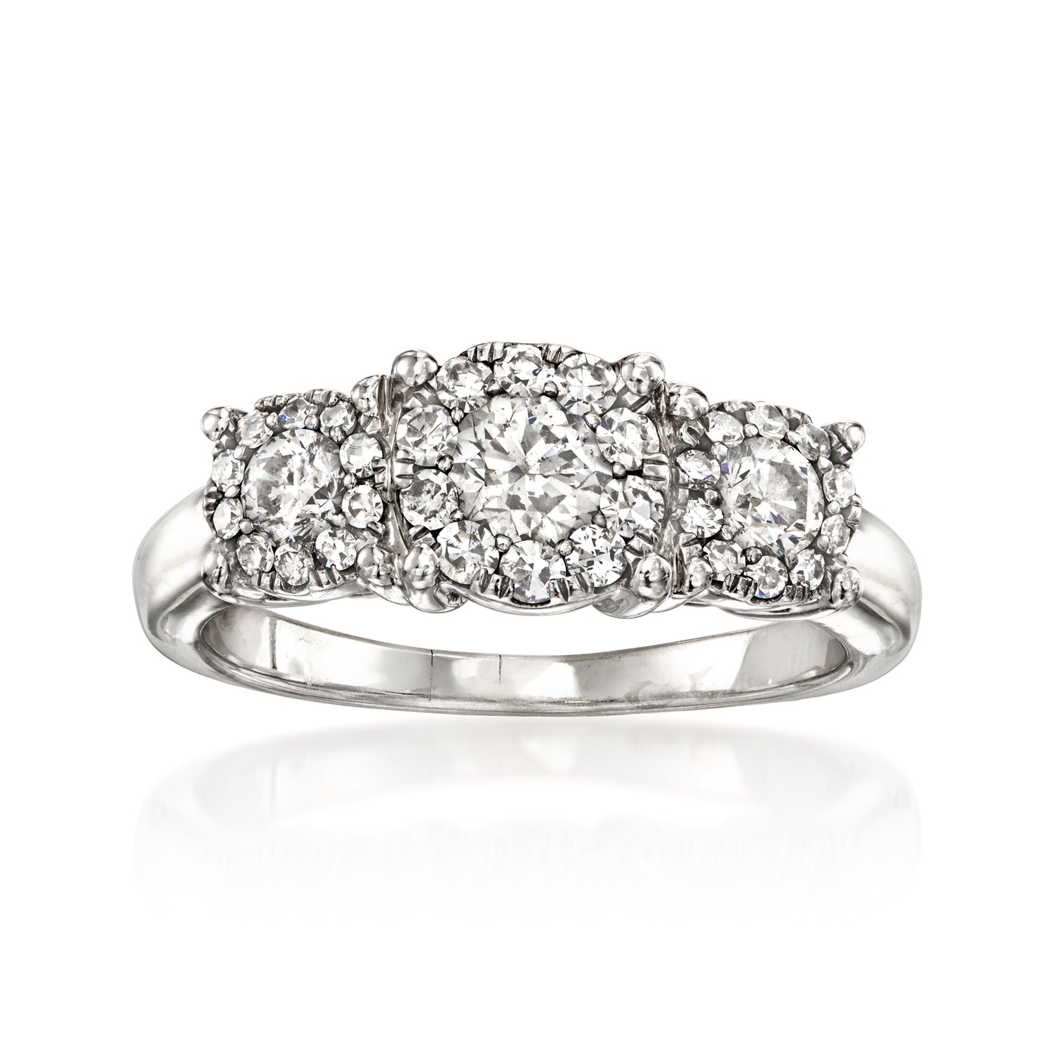 C. 1990 Vintage 1.10 ct. t.w. Diamond Cluster Ring in 14kt White Gold