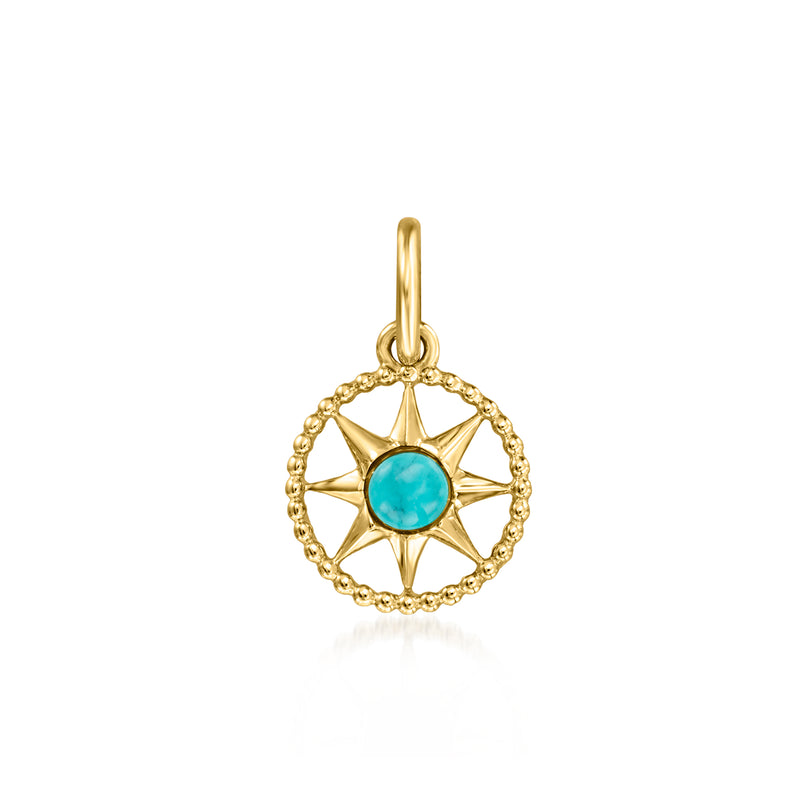 14kt yellow gold star charm with turquoise round center stone
