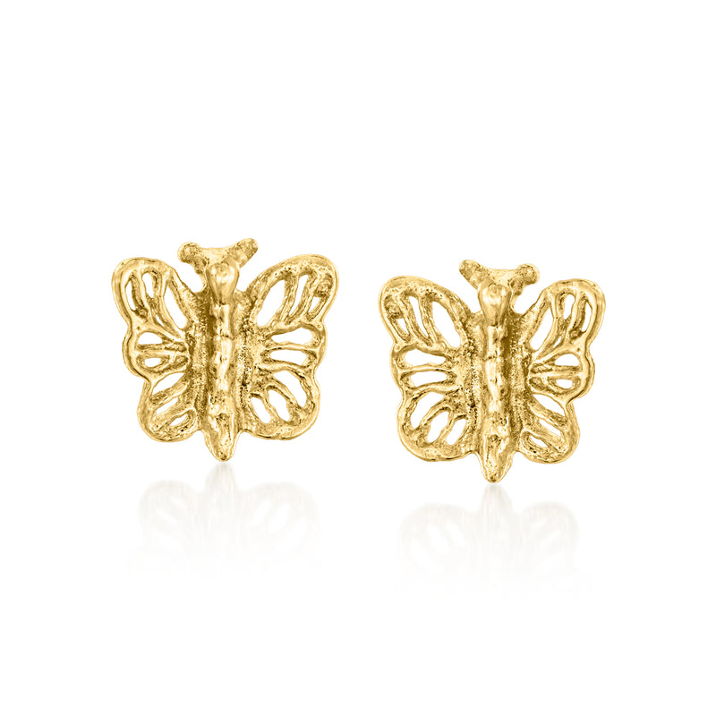 C. 1990 vintage 14kt yellow gold butterfly post earrings