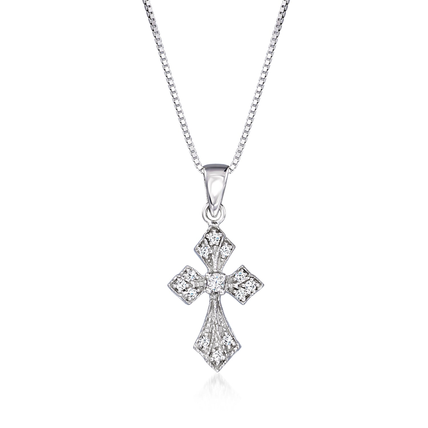 .10 ct. t.w. Diamond Cross Pendant Necklace in Sterling Silver